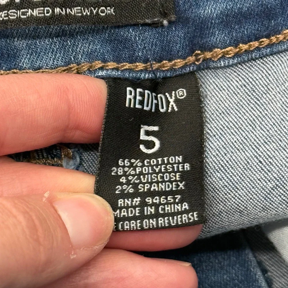 Y2K‎ Red Fox Jeans Womens 5 Distressed High Rise Flare Bell Bottom Fray Hem Blue